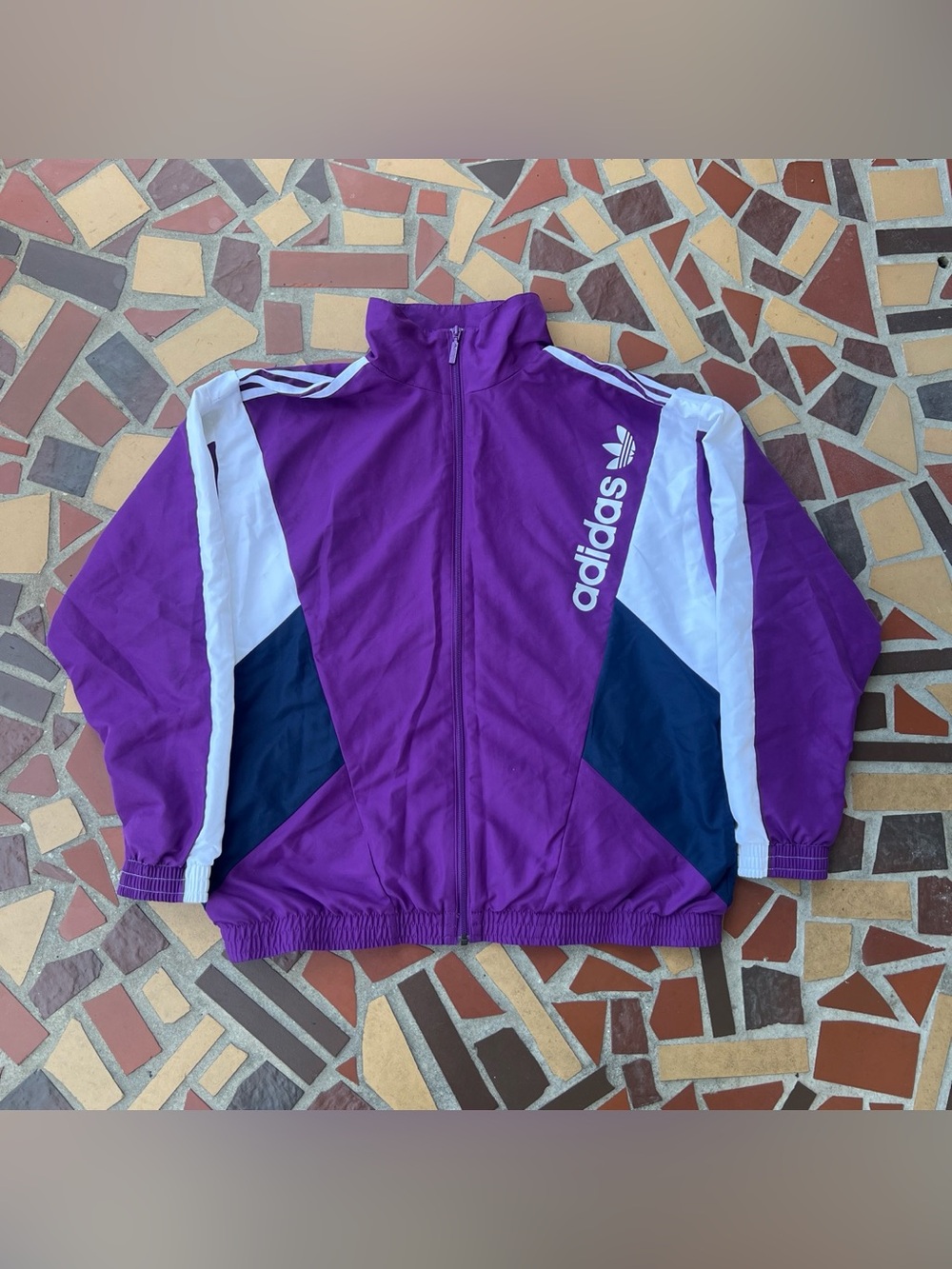 adidas Purple Track Jacket with White & Navy Panels